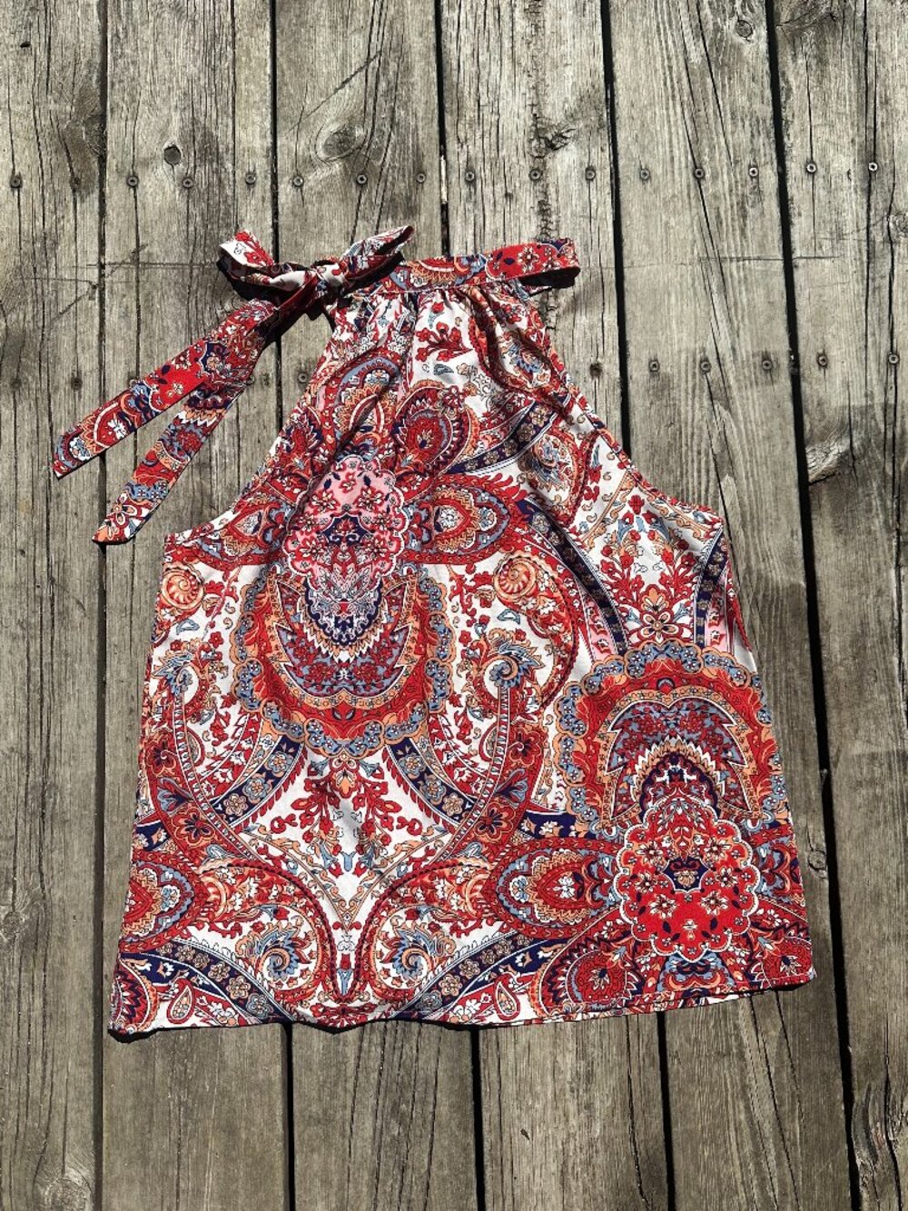 70s Paisley Halter Top, Side tie.